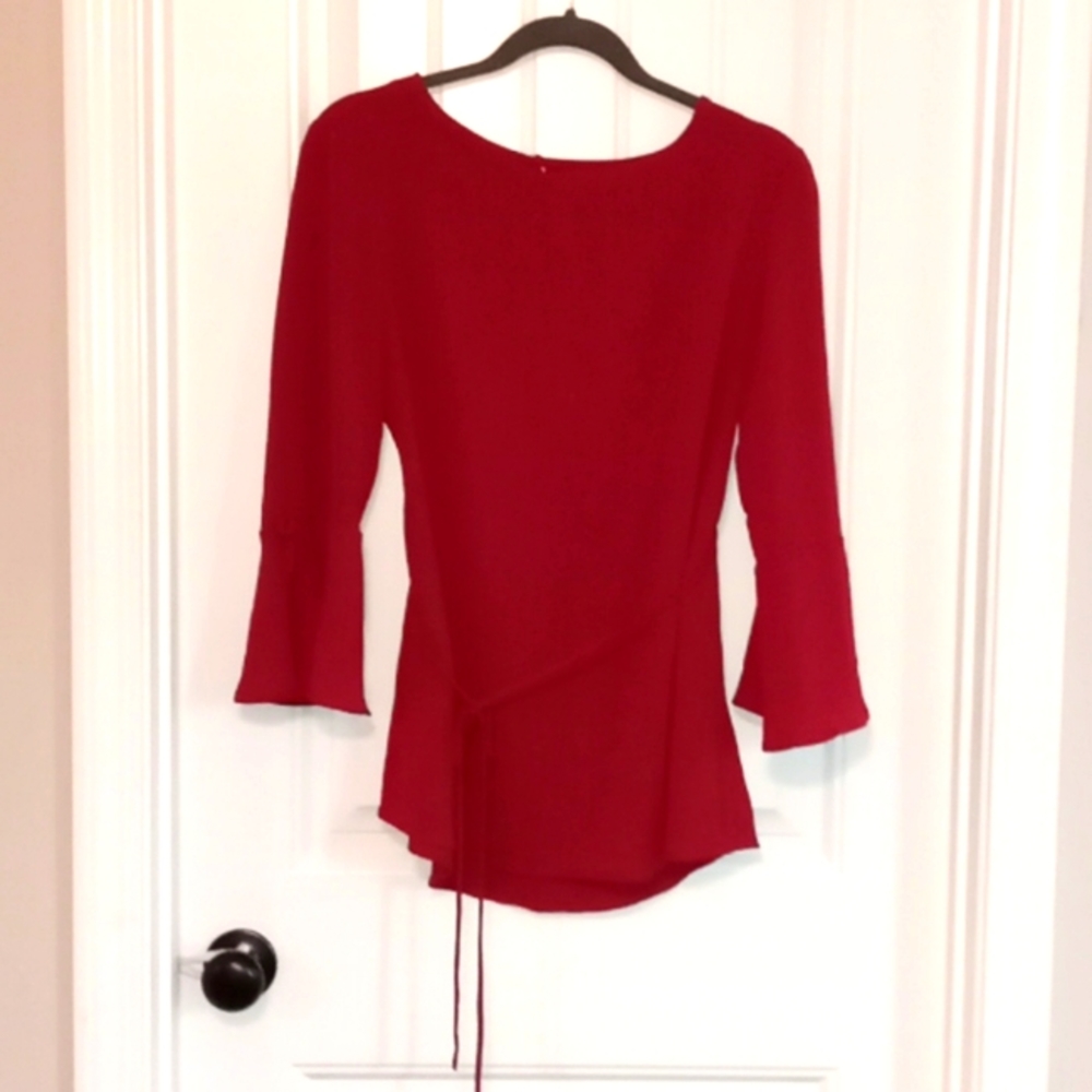 Maroon Flared Sleeve Maternity Blouse